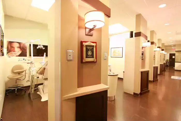 a dental office with a light fixture of bellevue dentist in bellevue prime dental group