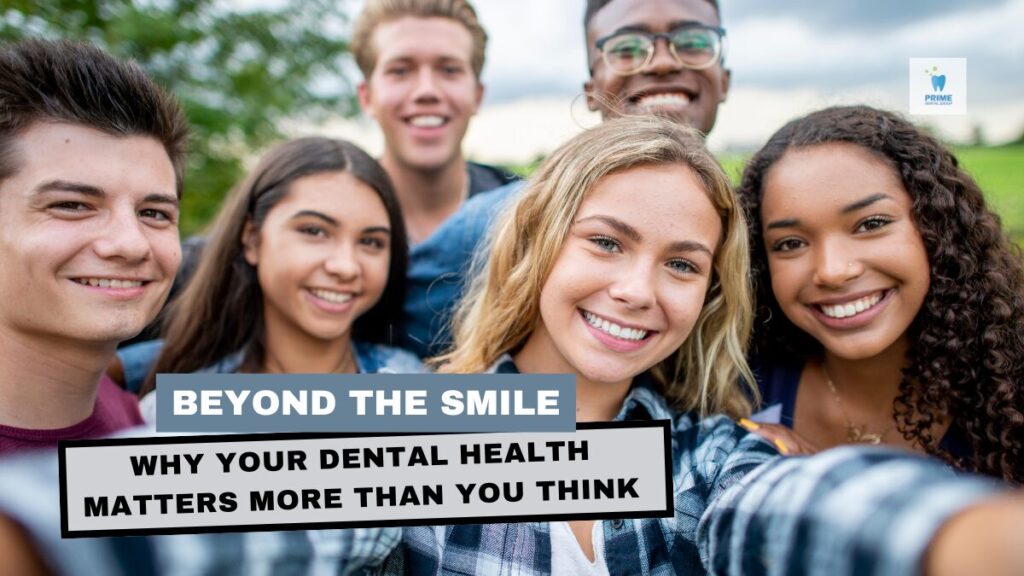 A group of smiling young adults outdoors, emphasizing the importance of dental health for overall wellness